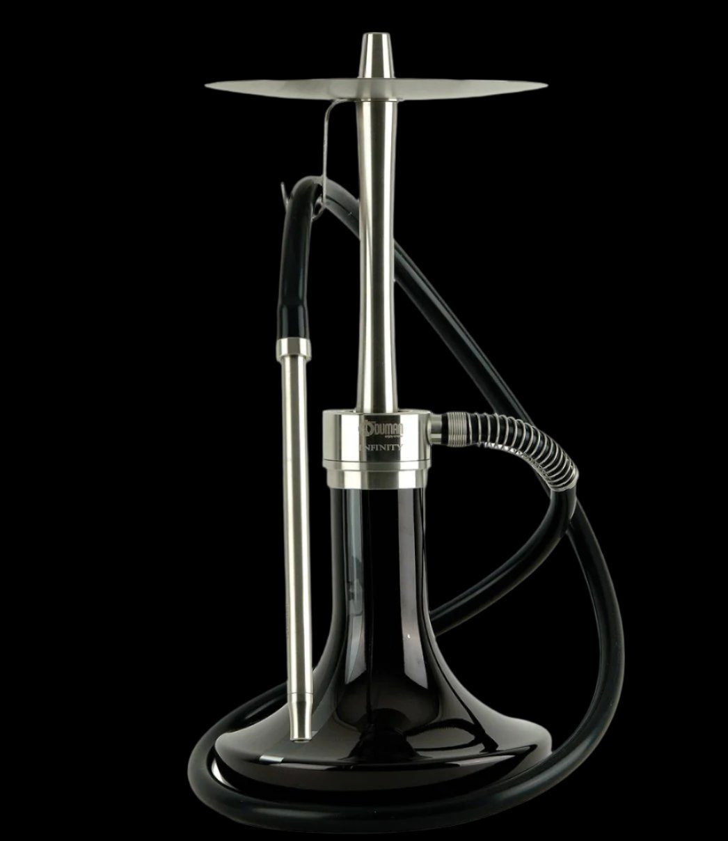 Oduman Infinity Hookah – Black Glass Silver Body